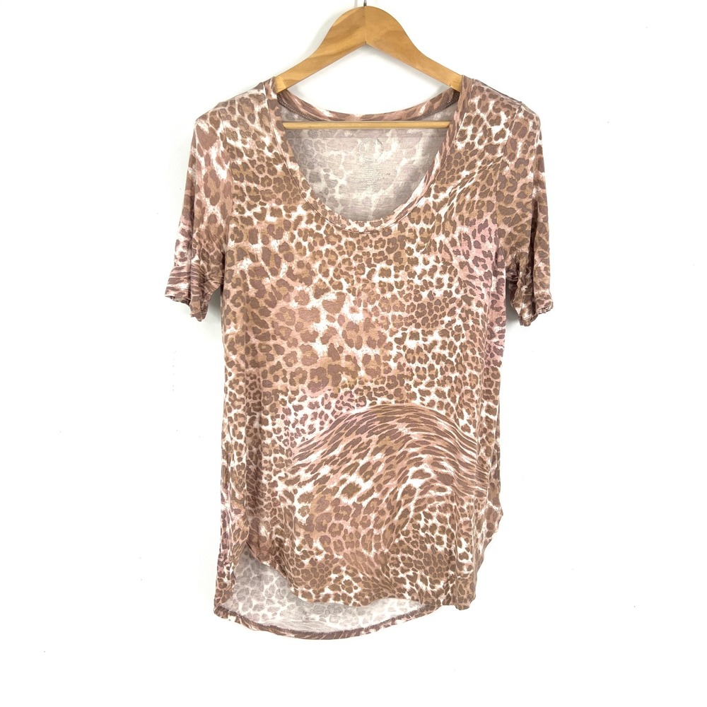 24/7 Maurices Leopard‎ Print Scoop Neck Short Sleeve T-Shirt Women's Size M